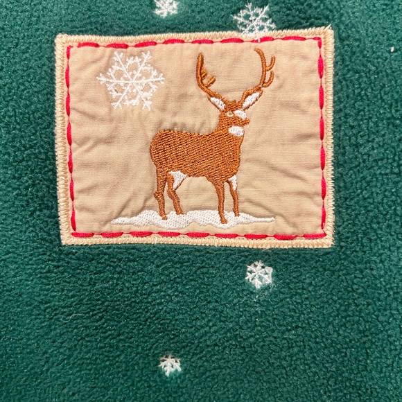 Green Vintage Holiday Fleece Zip Up Jacket Size M - Picture 4 of 5